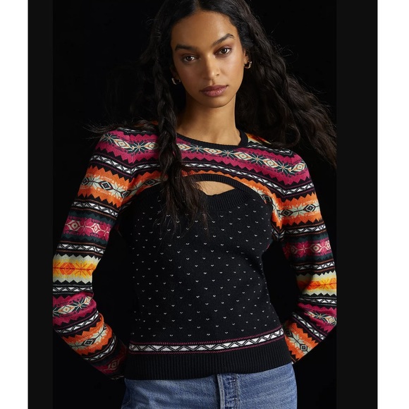 Anthropologie Sweaters - Anthropologie Maeve Fair Isle Abstract Sweater Shrug Sz XS NWOT